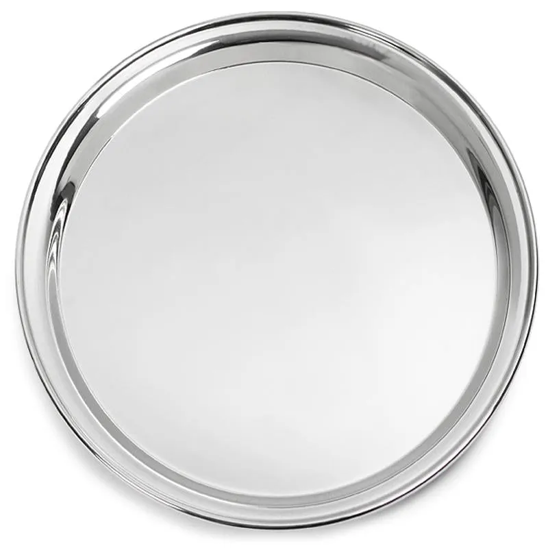 2pk Deluxe Metallic Silver Round Platters 34cm