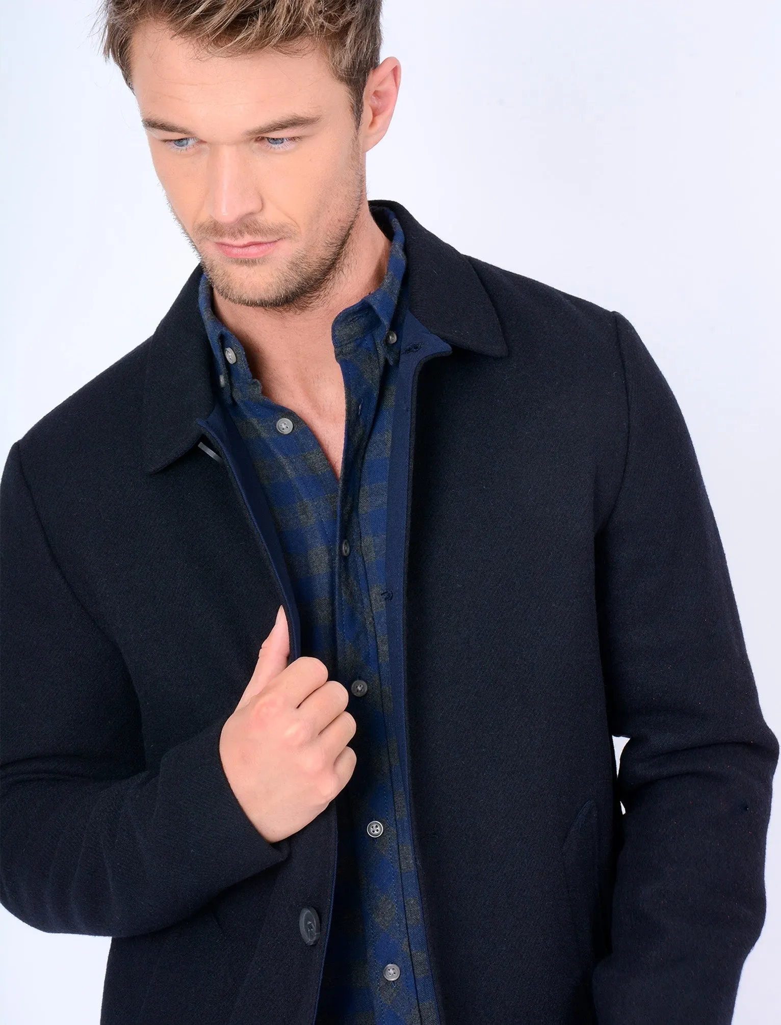 Abdale2 Wool Blend Coat in Navy - Tokyo Laundry