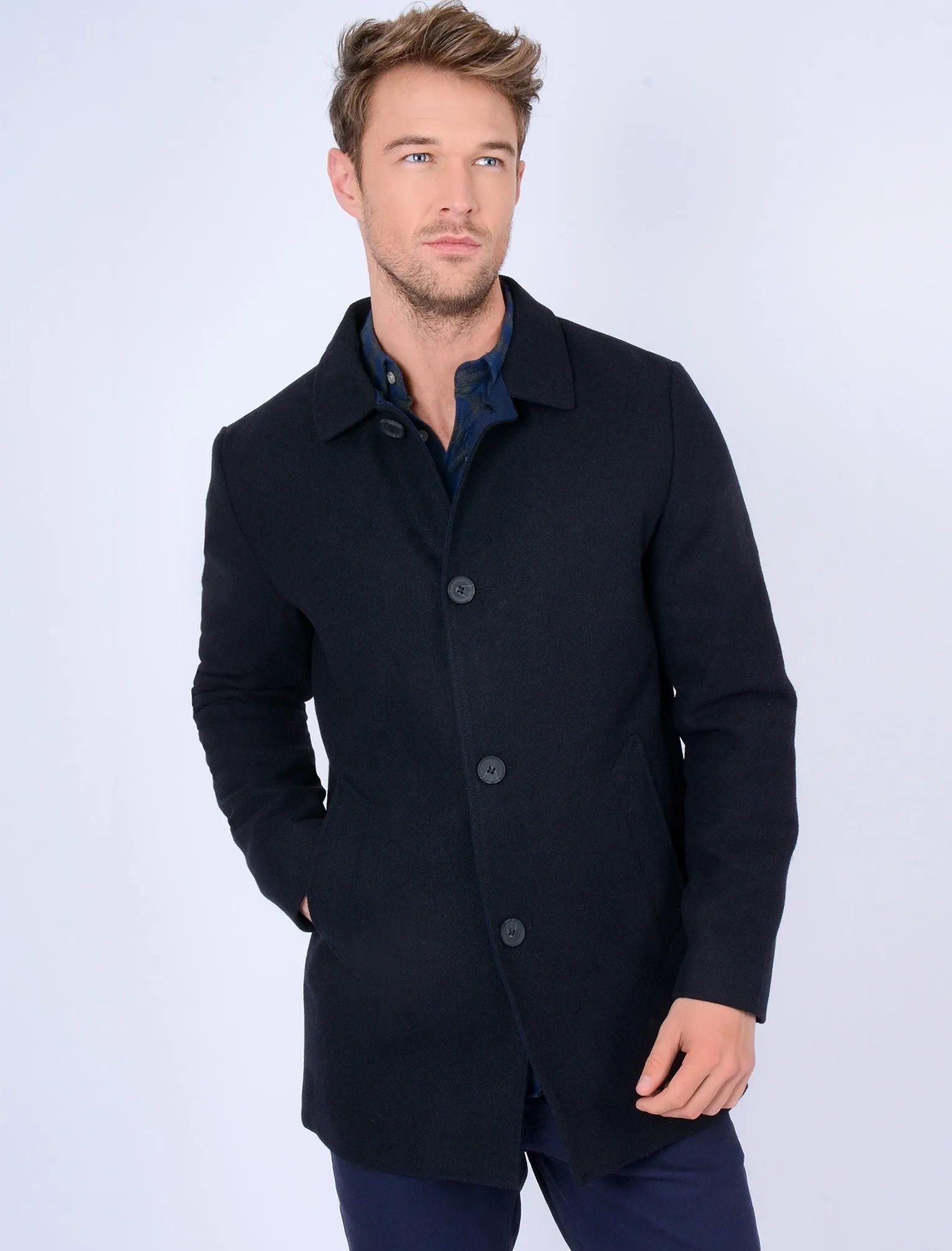 Abdale2 Wool Blend Coat in Navy - Tokyo Laundry