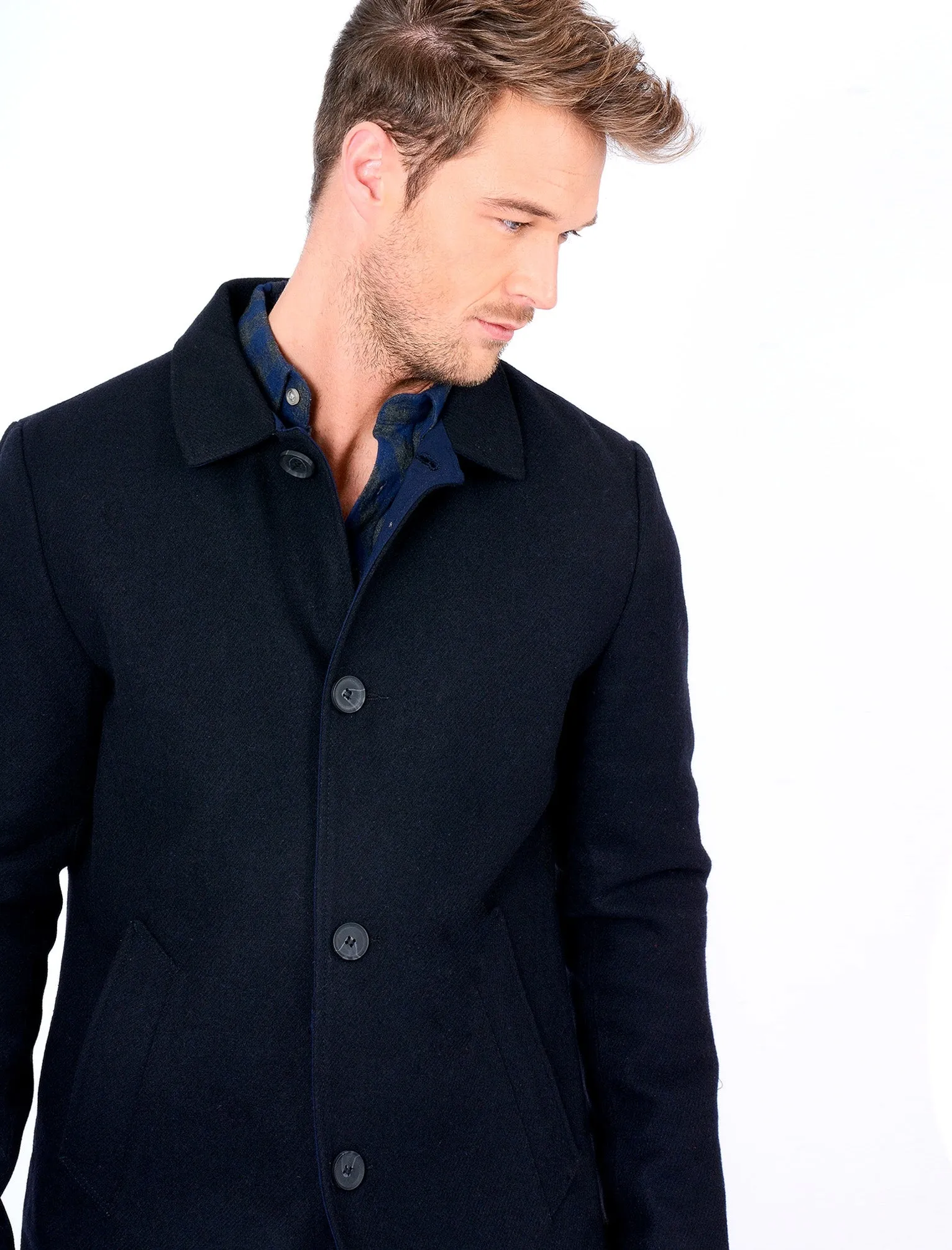 Abdale2 Wool Blend Coat in Navy - Tokyo Laundry