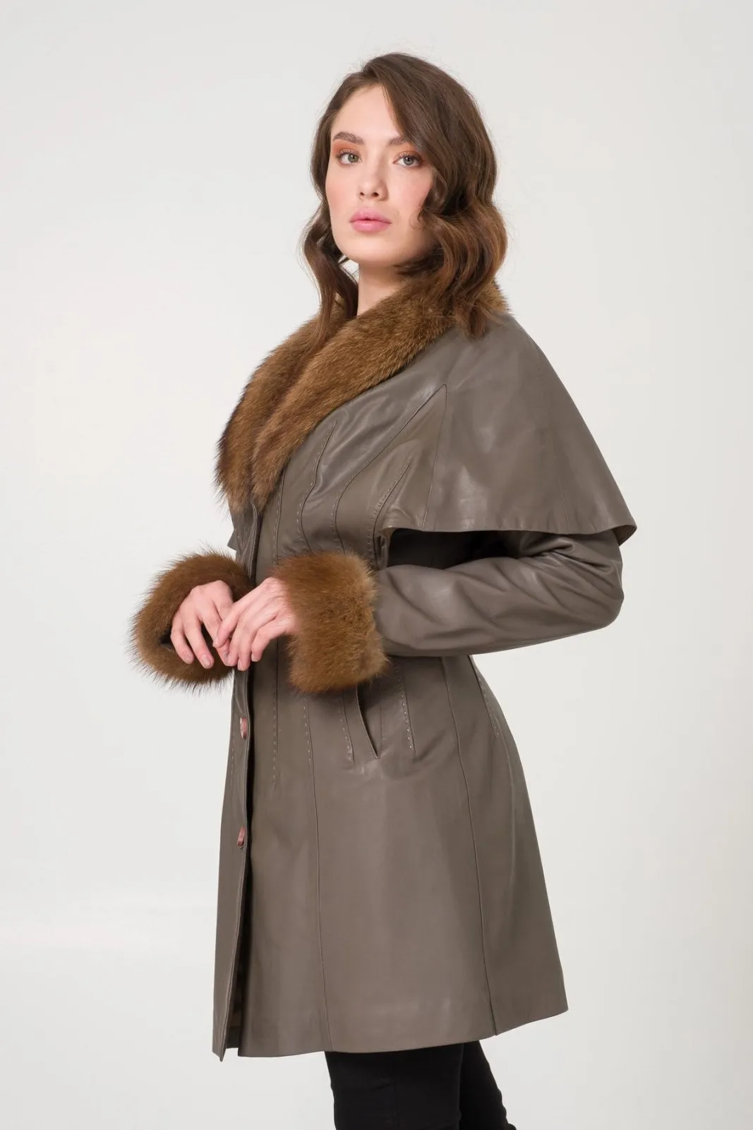 Anthracite Leather Coat