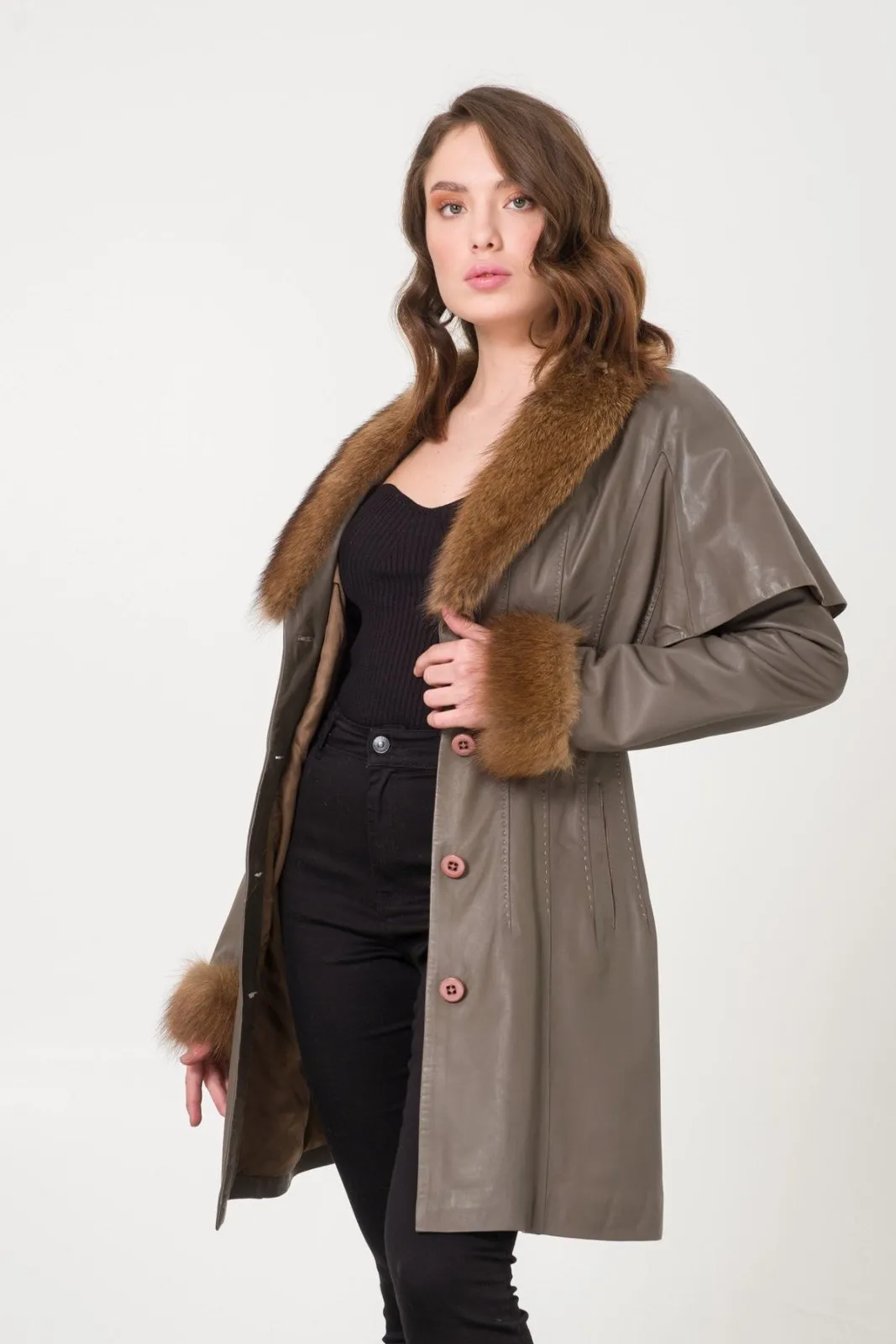 Anthracite Leather Coat