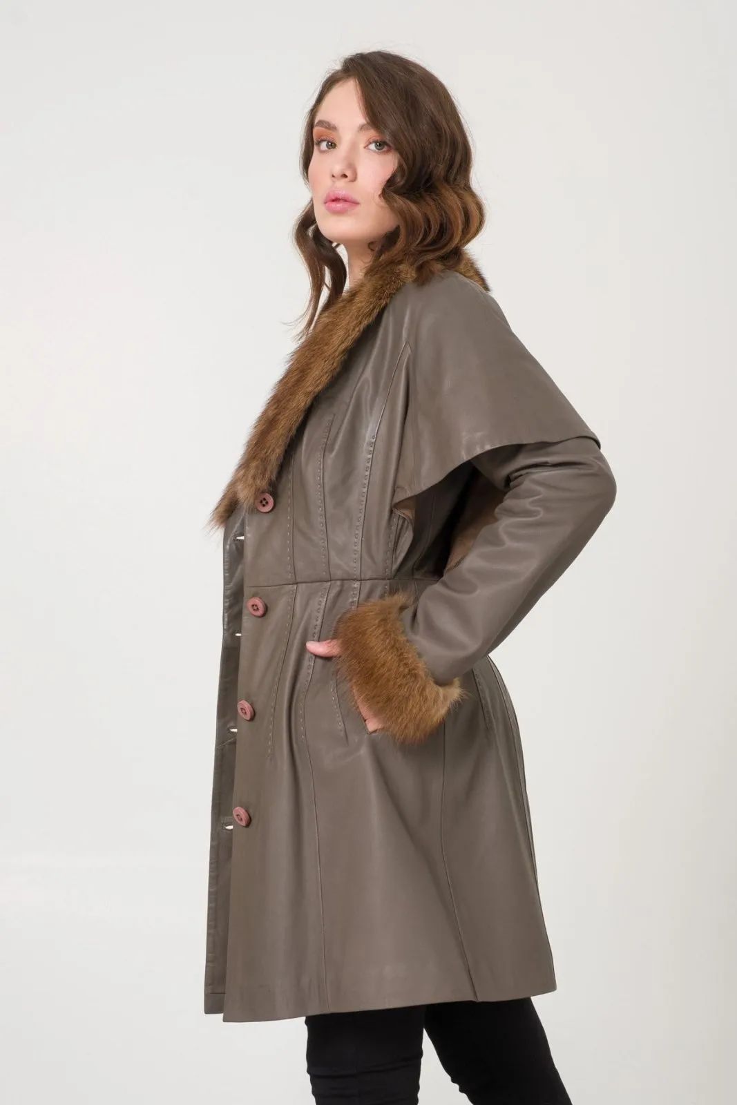 Anthracite Leather Coat
