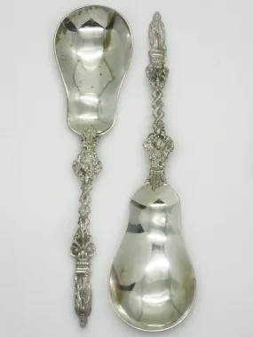 Antique William Hutton Apostles Scalloped Sterling Silver Serving Spoons
