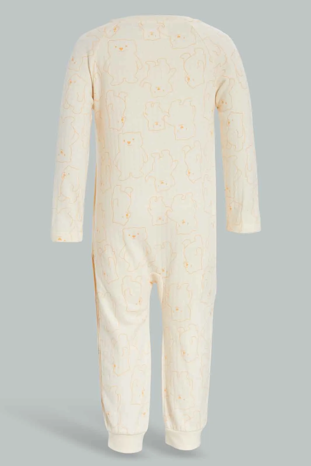 Baby Boys Ecru Teddy Bear Print Romper