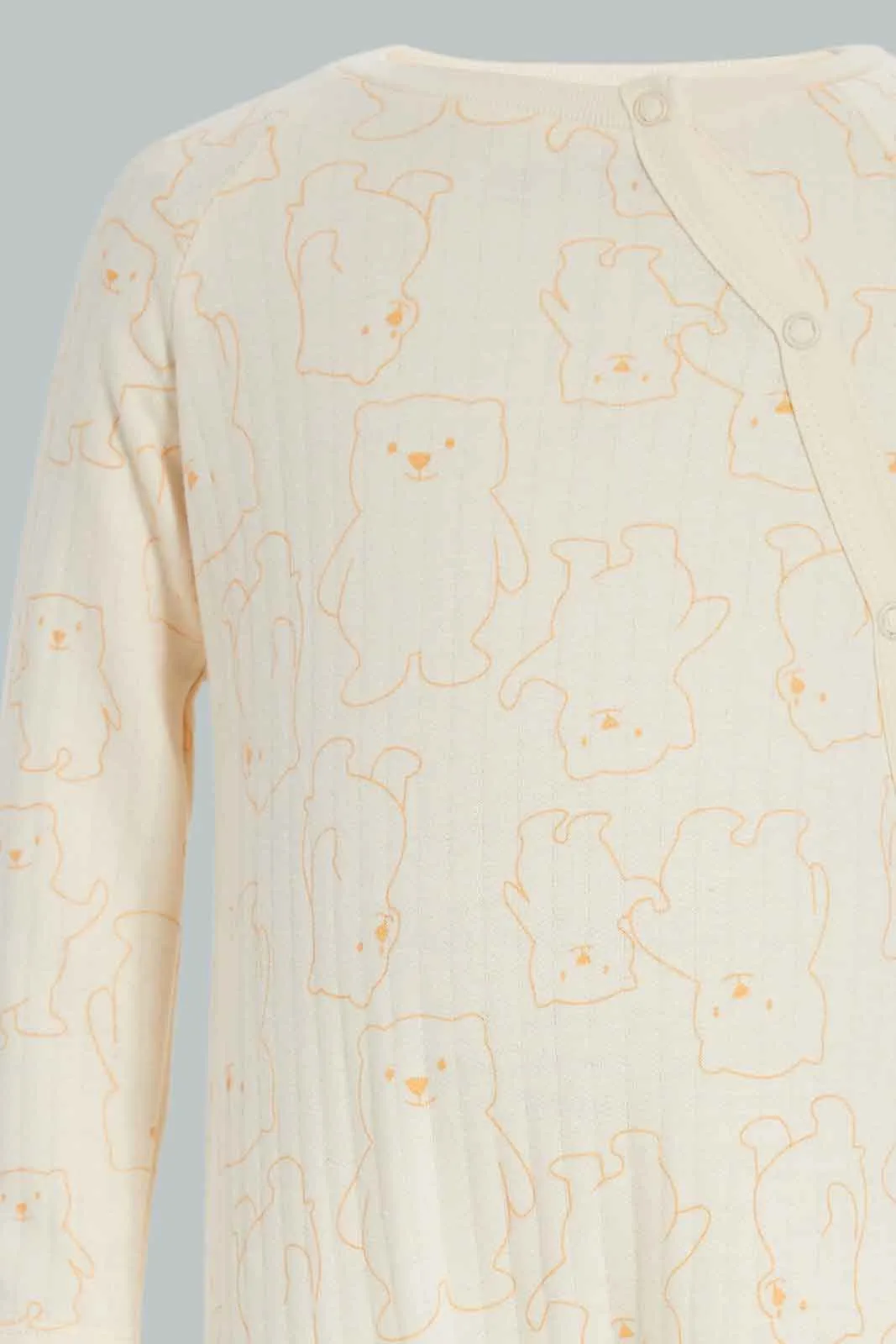 Baby Boys Ecru Teddy Bear Print Romper