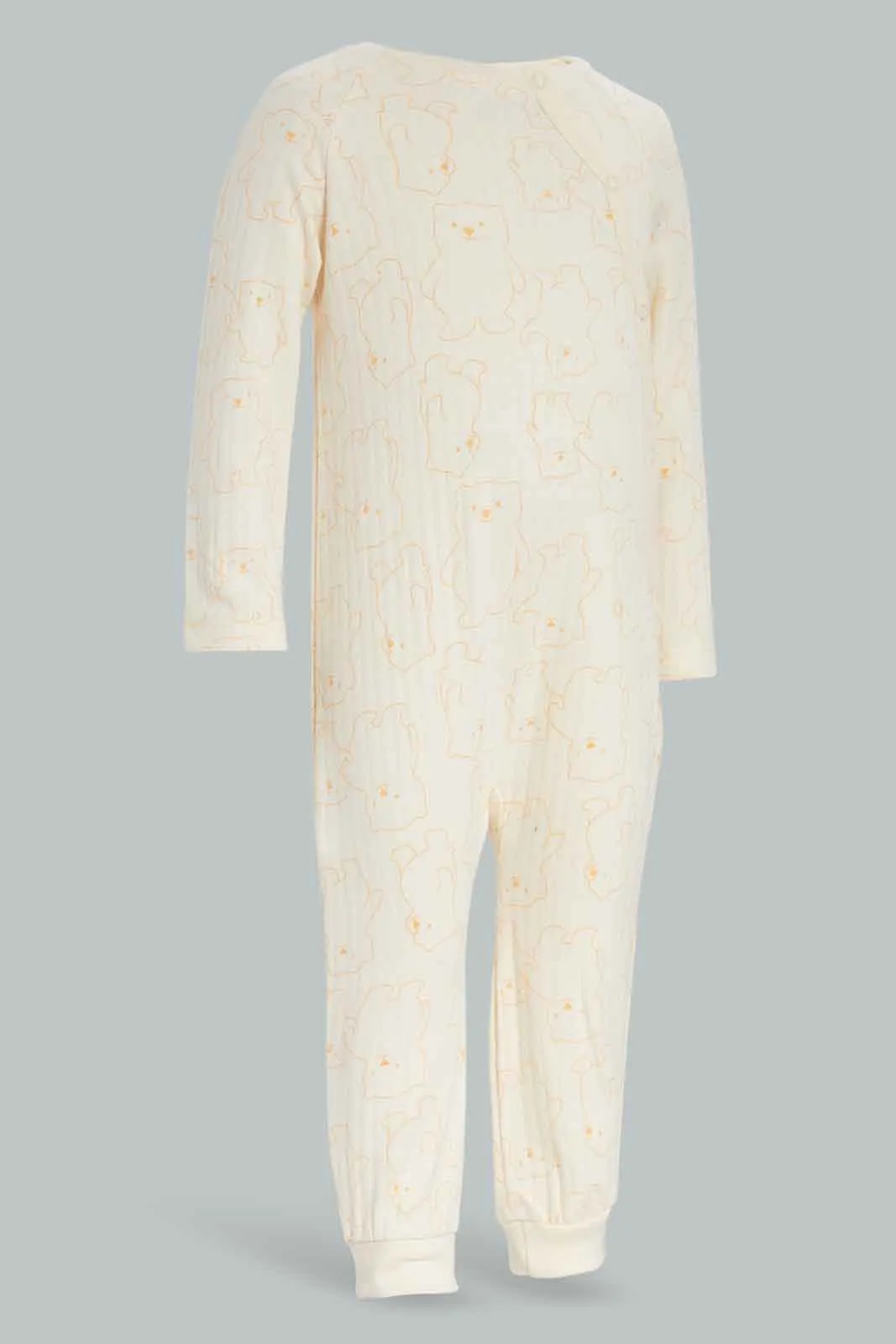 Baby Boys Ecru Teddy Bear Print Romper