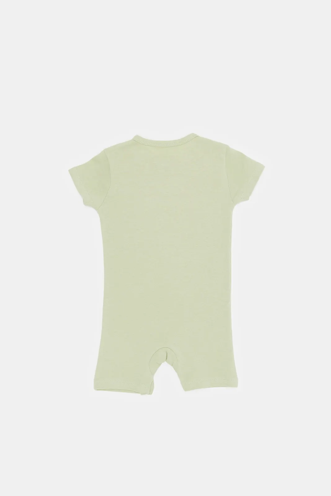 Baby Green Short Sleeve Romper With Applique
