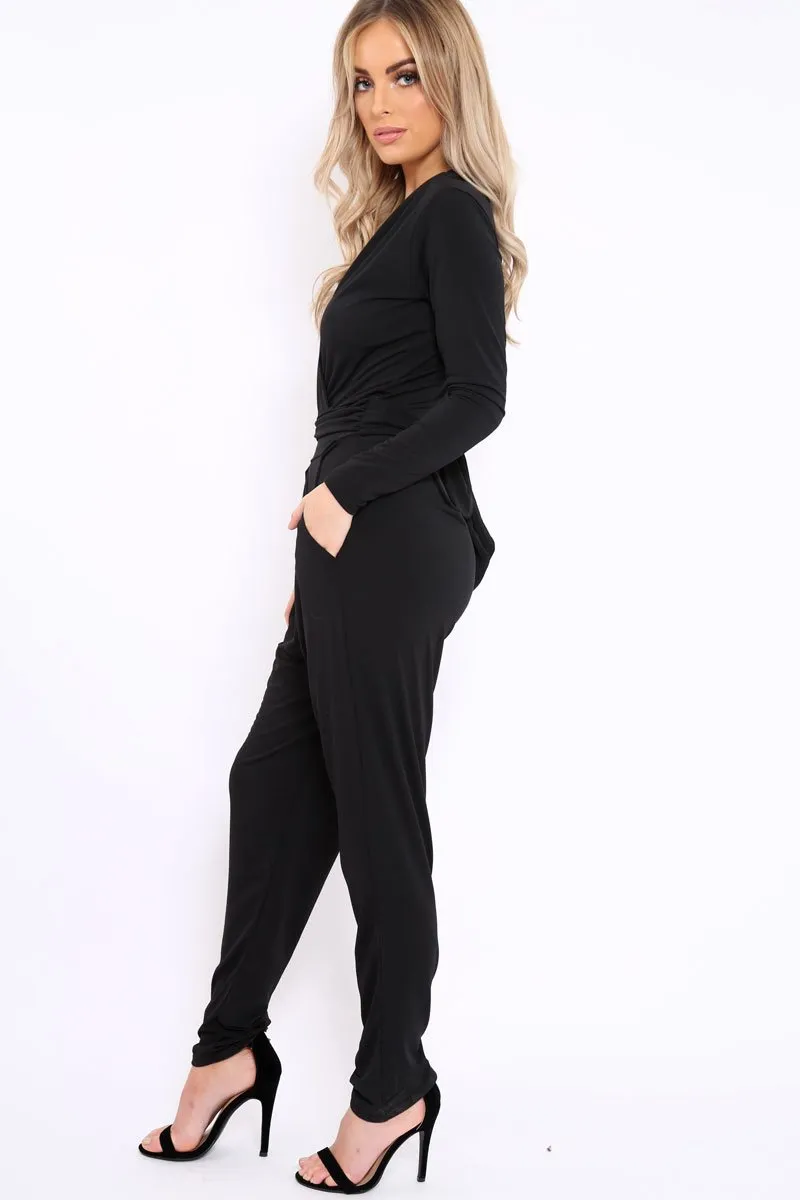 Black Plunge Tie Back Jumpsuit - Brittney