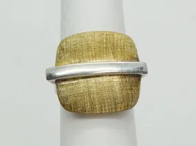 Brushed 2-Tone Sterling Silver Statement Ring Size 6
