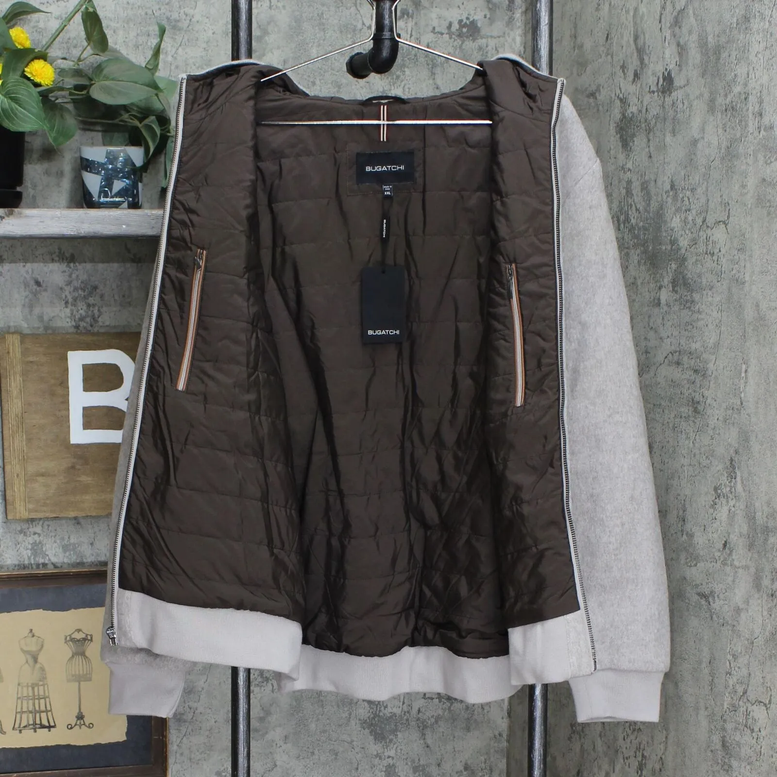 Bugatchi Men's Wool Blend Hooded Bomber Jacket