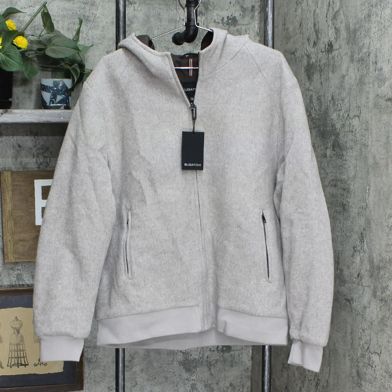 Bugatchi Men's Wool Blend Hooded Bomber Jacket