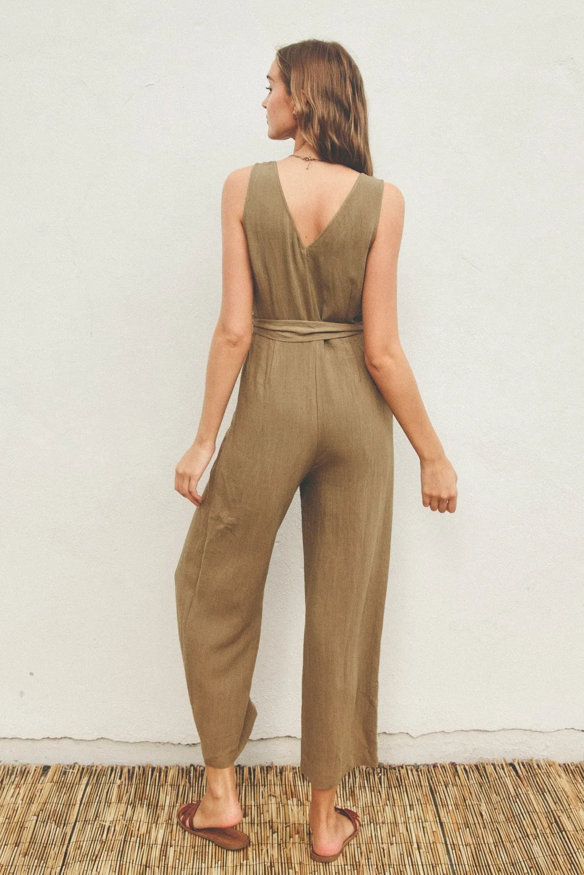 Buttondown Jumpsuit - Olive