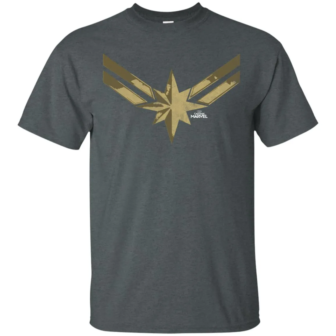 Captain Marvel Simple Gold Shadowed Logo Men Cotton T-Shirt