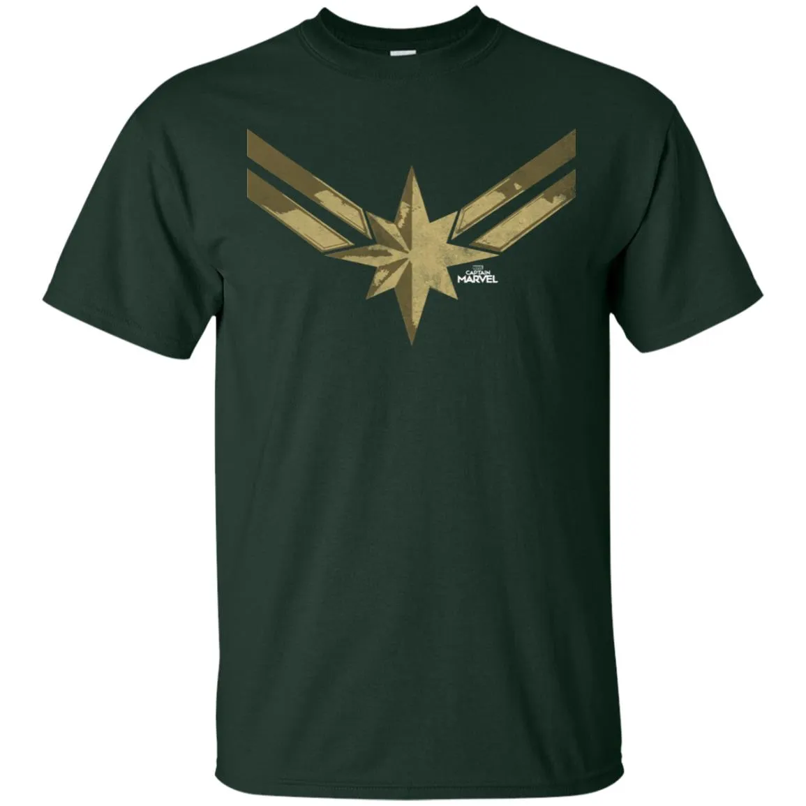 Captain Marvel Simple Gold Shadowed Logo Men Cotton T-Shirt