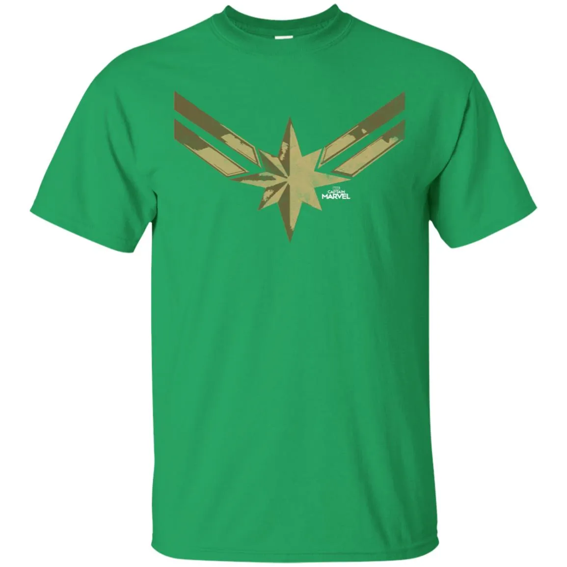 Captain Marvel Simple Gold Shadowed Logo Men Cotton T-Shirt