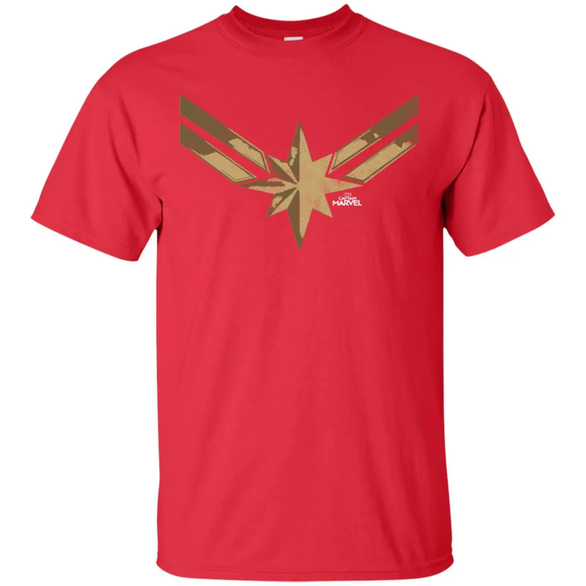Captain Marvel Simple Gold Shadowed Logo Men Cotton T-Shirt