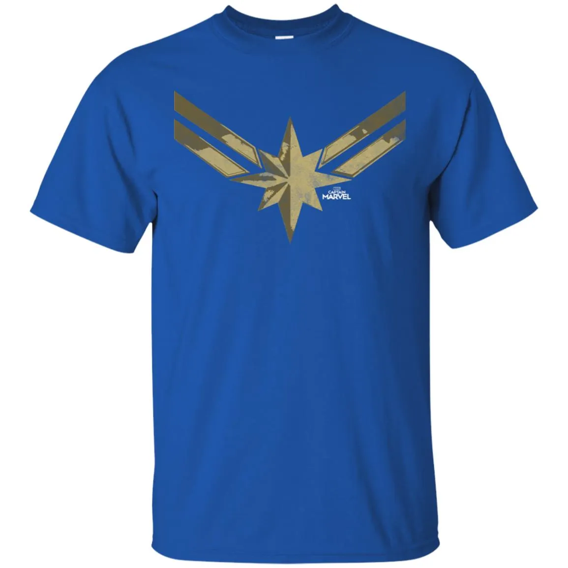 Captain Marvel Simple Gold Shadowed Logo Men Cotton T-Shirt