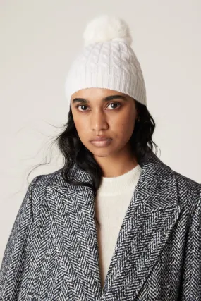 Cashwool Pom Pom Beanie - Pearl