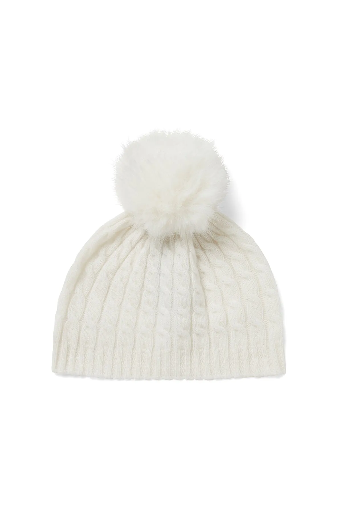 Cashwool Pom Pom Beanie - Pearl