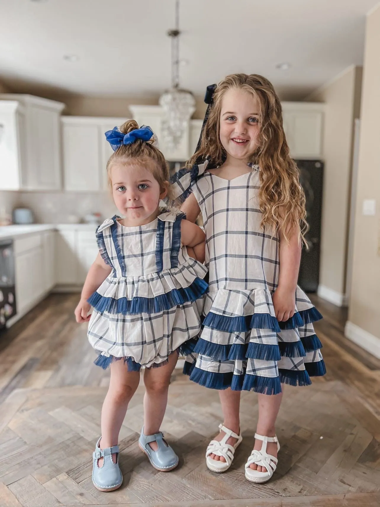 Checkered Linen Ruffle Romper