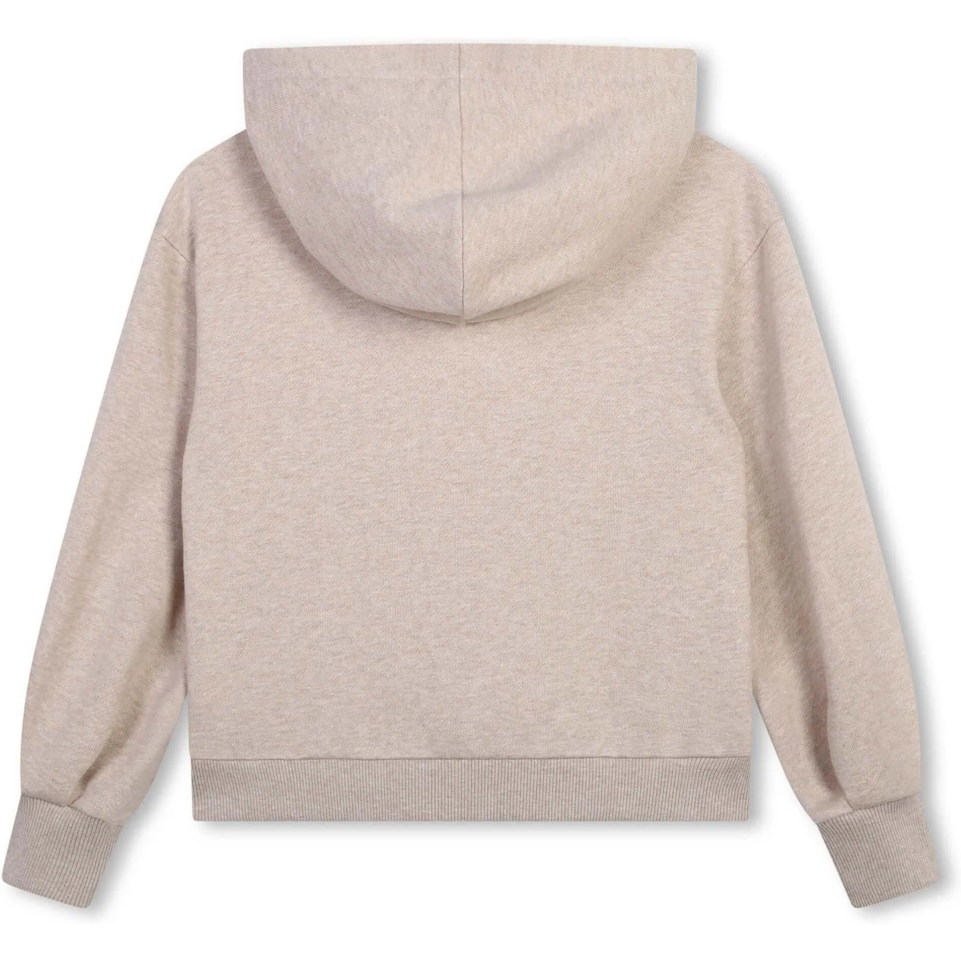 Girls Beige Organic Flower Hoodie