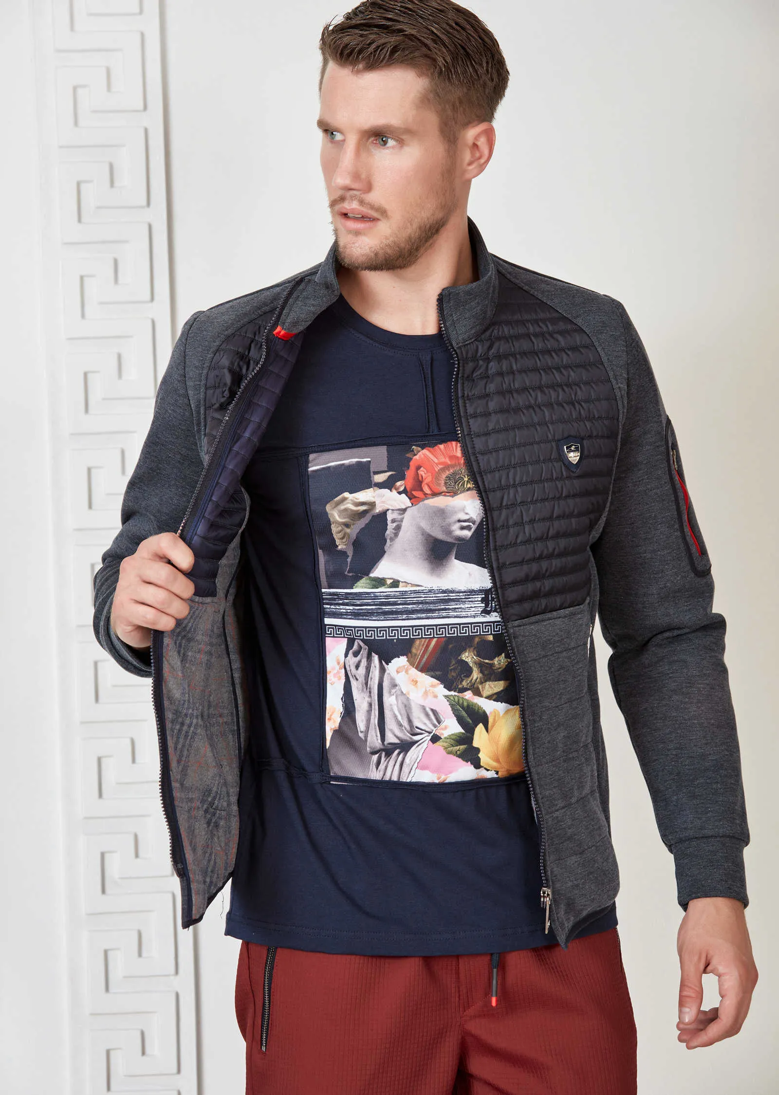 Gray Hybrid Quilted Jacket