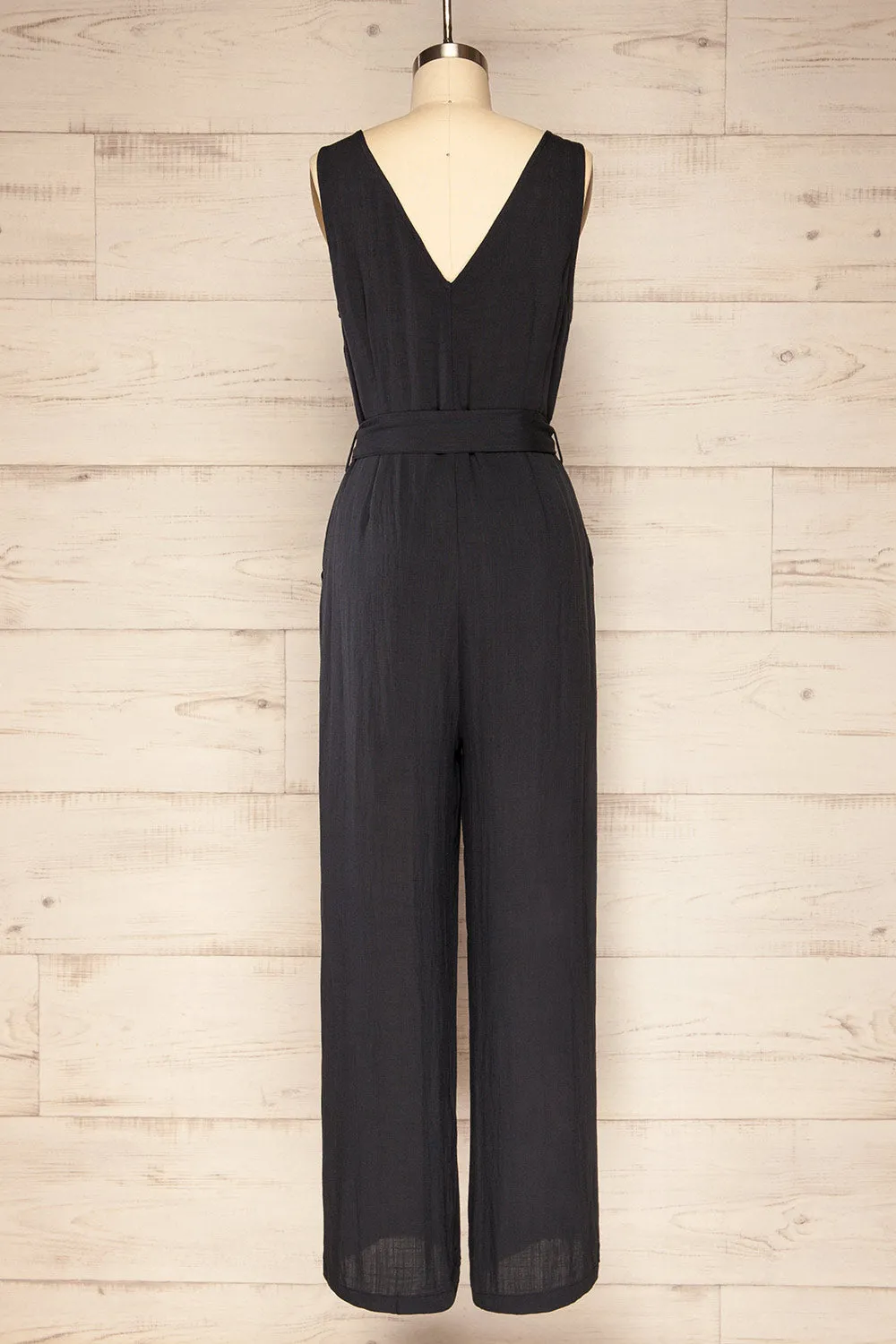 Grogy Indigo | V-neck Palazzo Jumpsuit with Belt