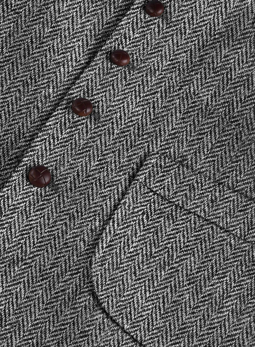 Harris Tweed Gray Herringbone Hunting Vest