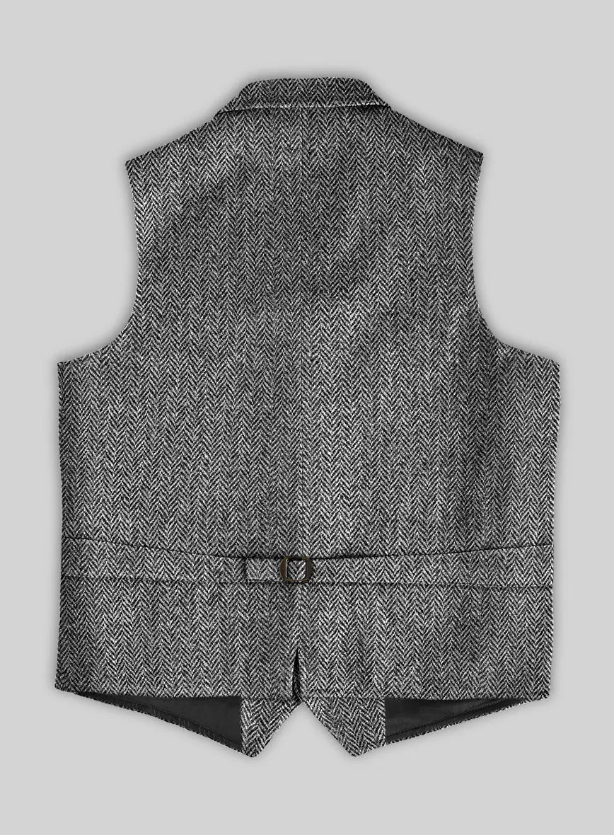 Harris Tweed Gray Herringbone Hunting Vest