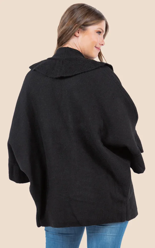 KA4272 SOFT KNIT RUFFLE TRIM CAPE COVER UP