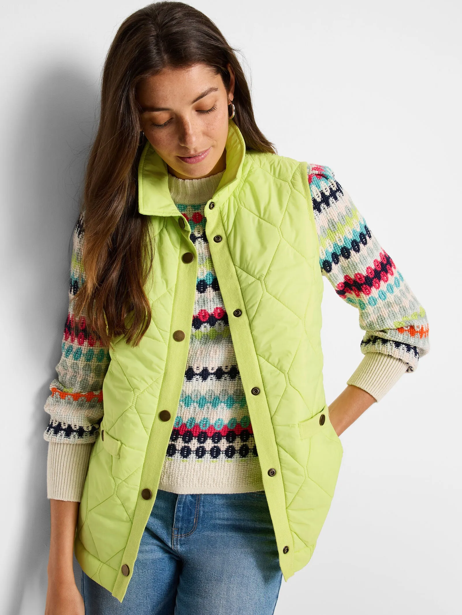 KNIT TRIM PUFFER VEST