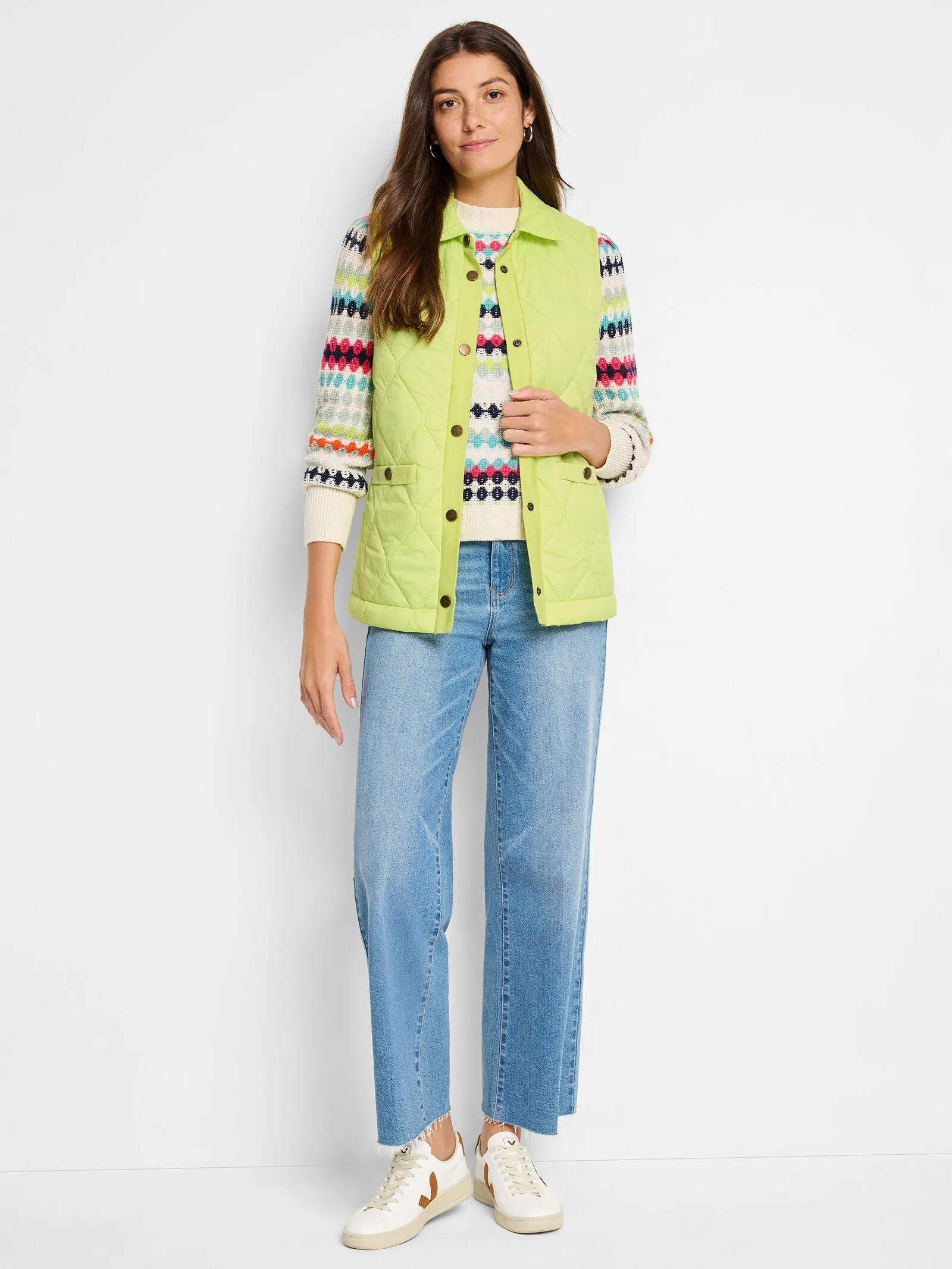 KNIT TRIM PUFFER VEST