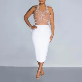 MALYBGG Sheer Mesh Embroidered Sleeveless Jumpsuit 6873-1LY