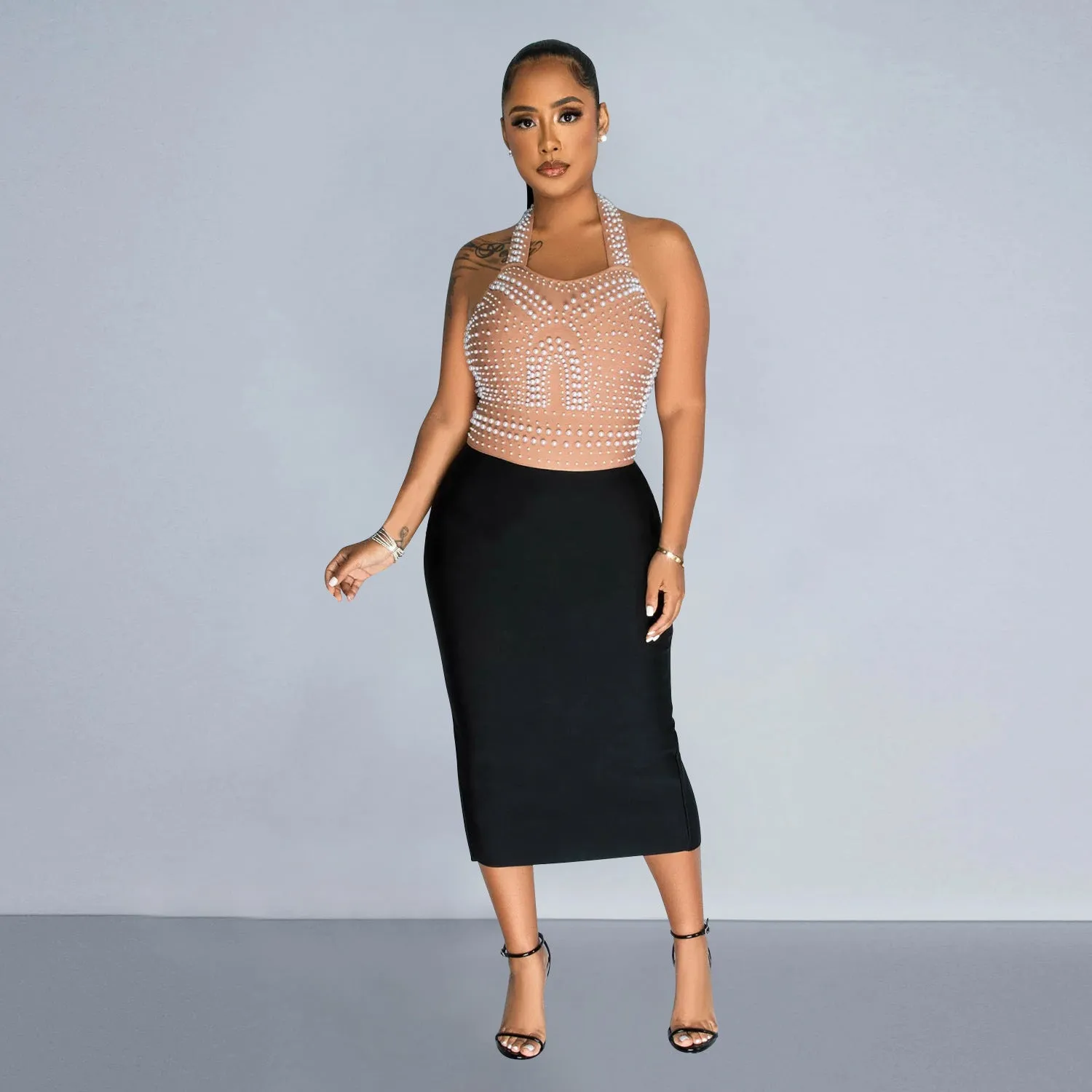 MALYBGG Sheer Mesh Embroidered Sleeveless Jumpsuit 6873-1LY
