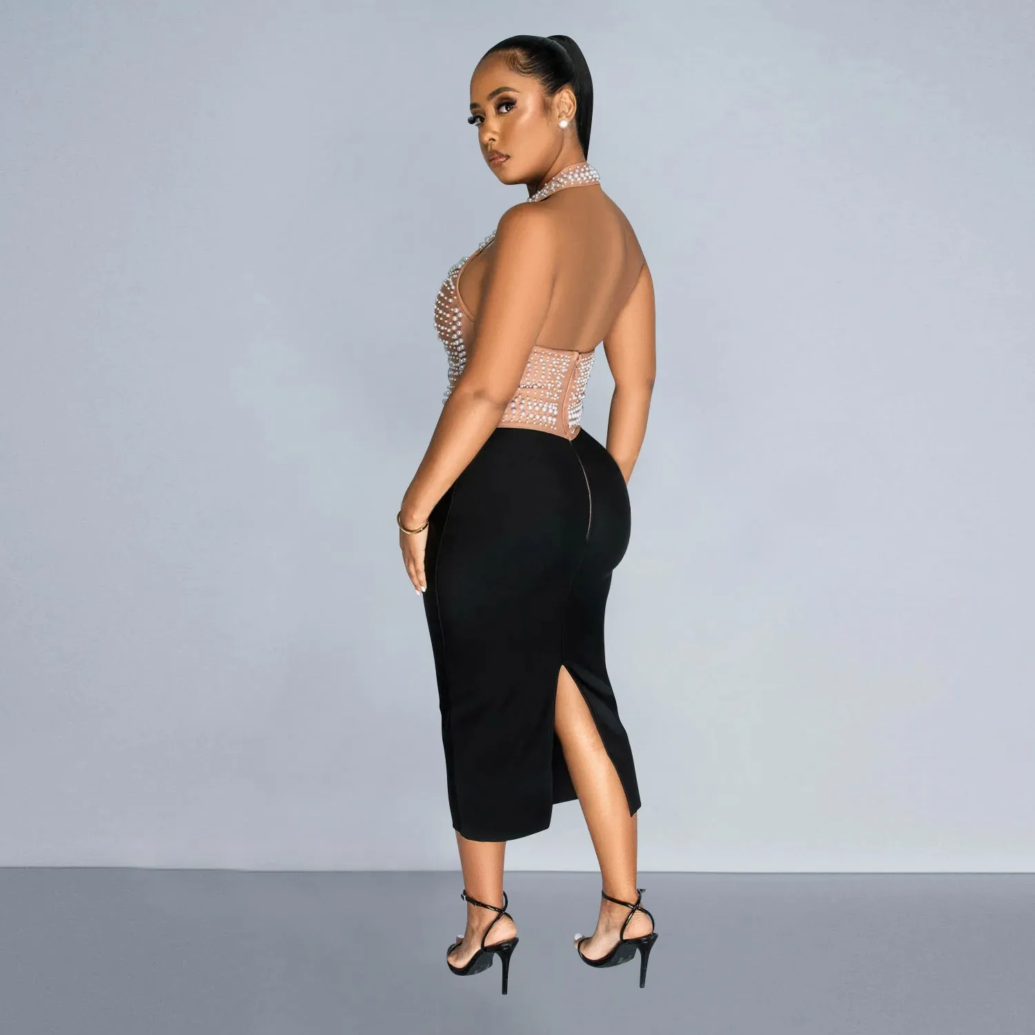 MALYBGG Sheer Mesh Embroidered Sleeveless Jumpsuit 6873-1LY
