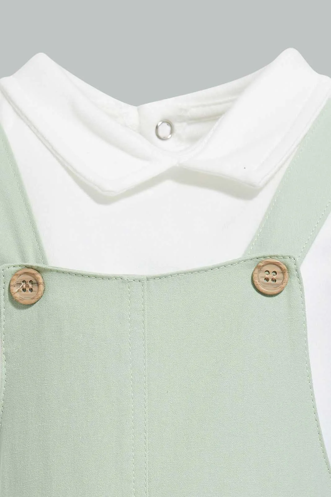 Mint And White Car Romper For Babies