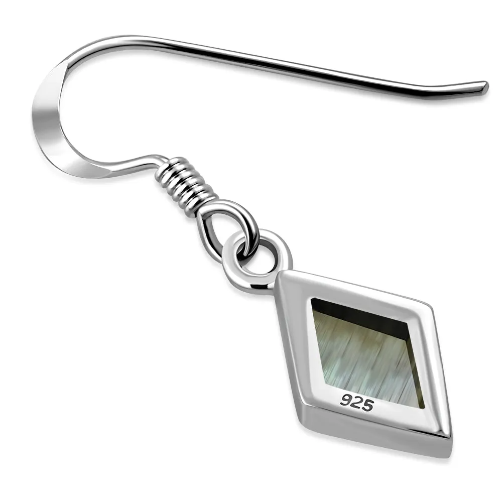 Mother of Pearl Rhombus Shape Silver Earrings
