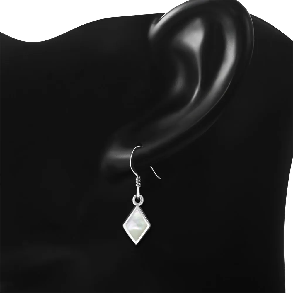 Mother of Pearl Rhombus Shape Silver Earrings