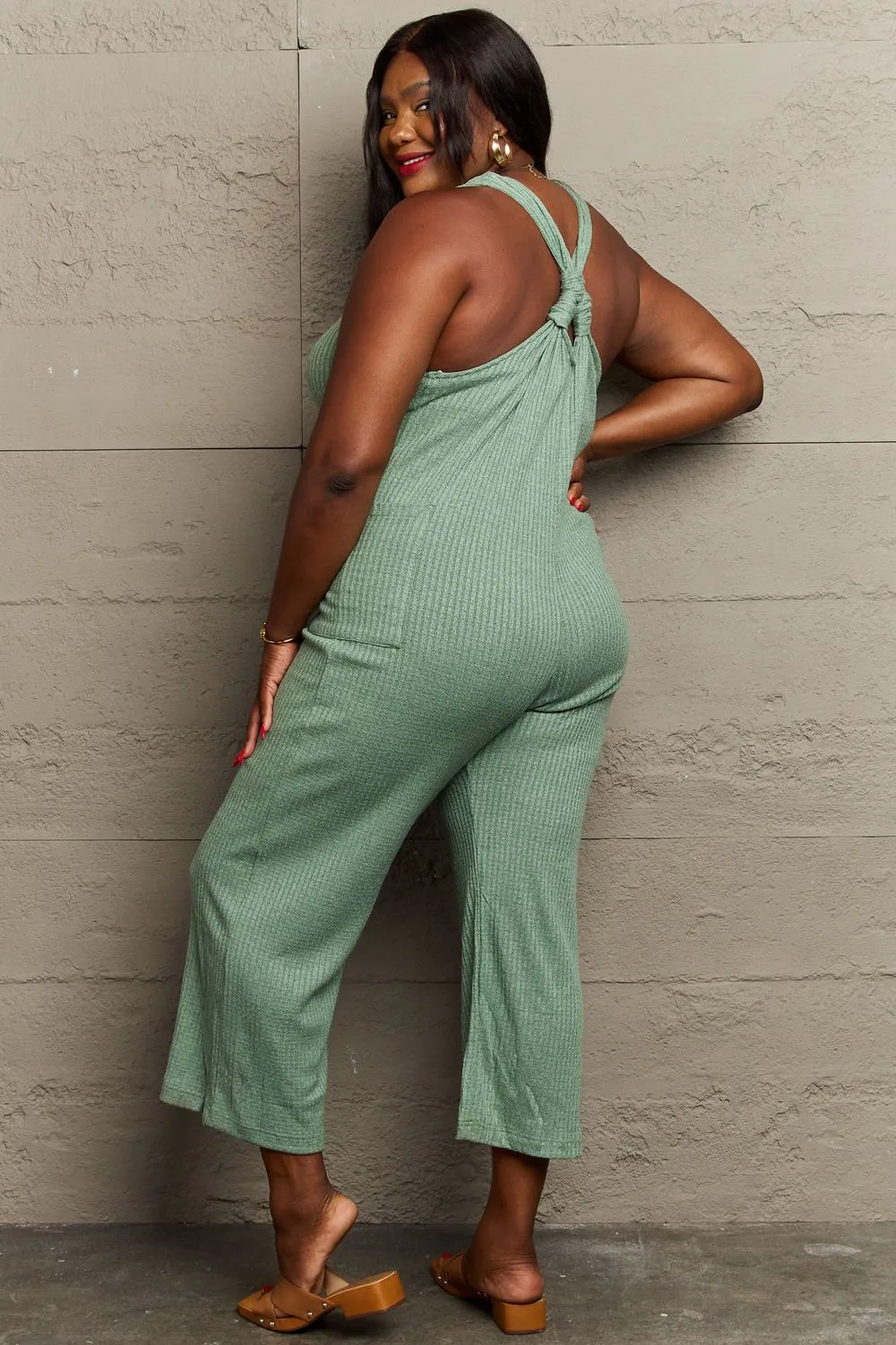 Multiway Rib Knit Jumpsuit - Sage