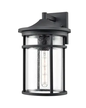Namath Outdoor Wall Sconce - Textured Black - Clear Seeded Glass - 9.75in. Extension - E26 Medium Base