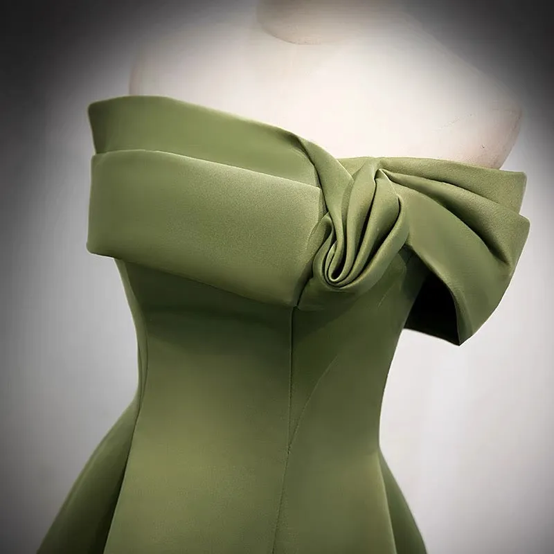 Off Shoulders Olive Green Formal Prom Dress