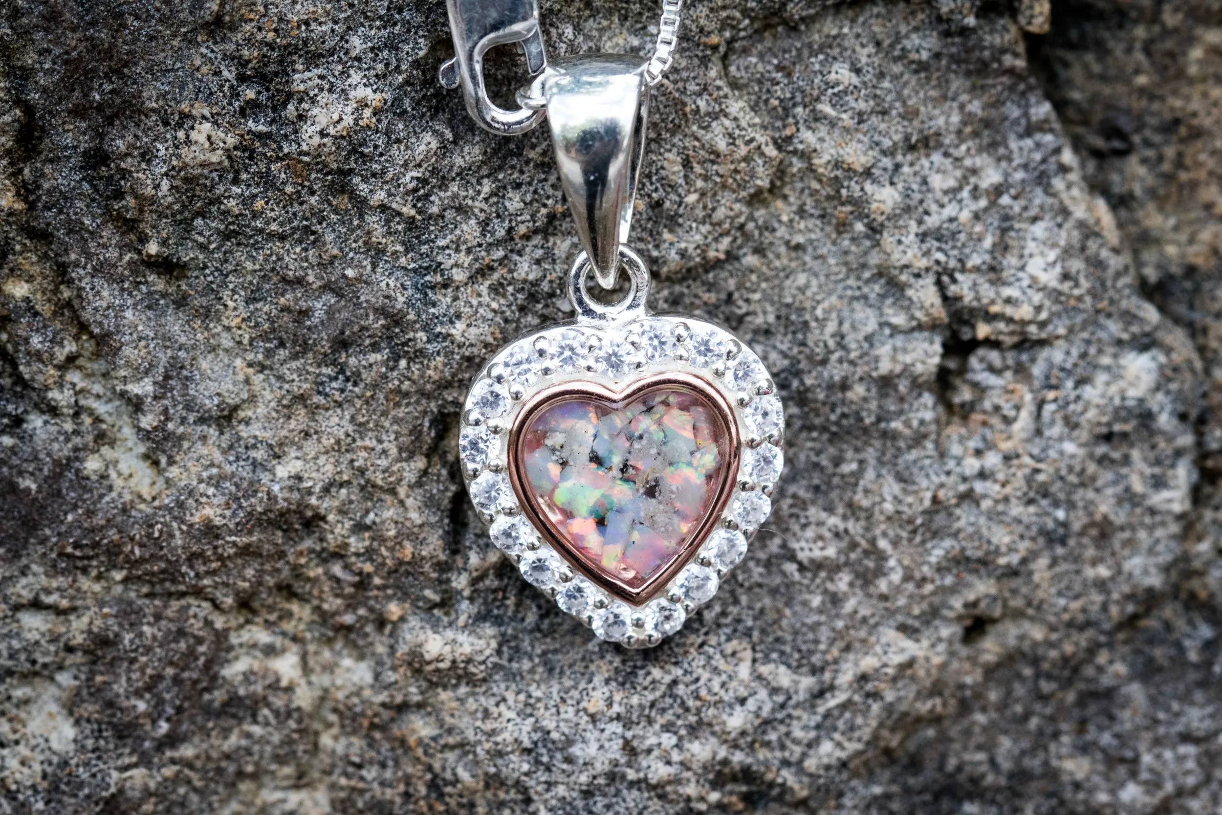 Petite Bedazzled Rose Gold Heart Pendant