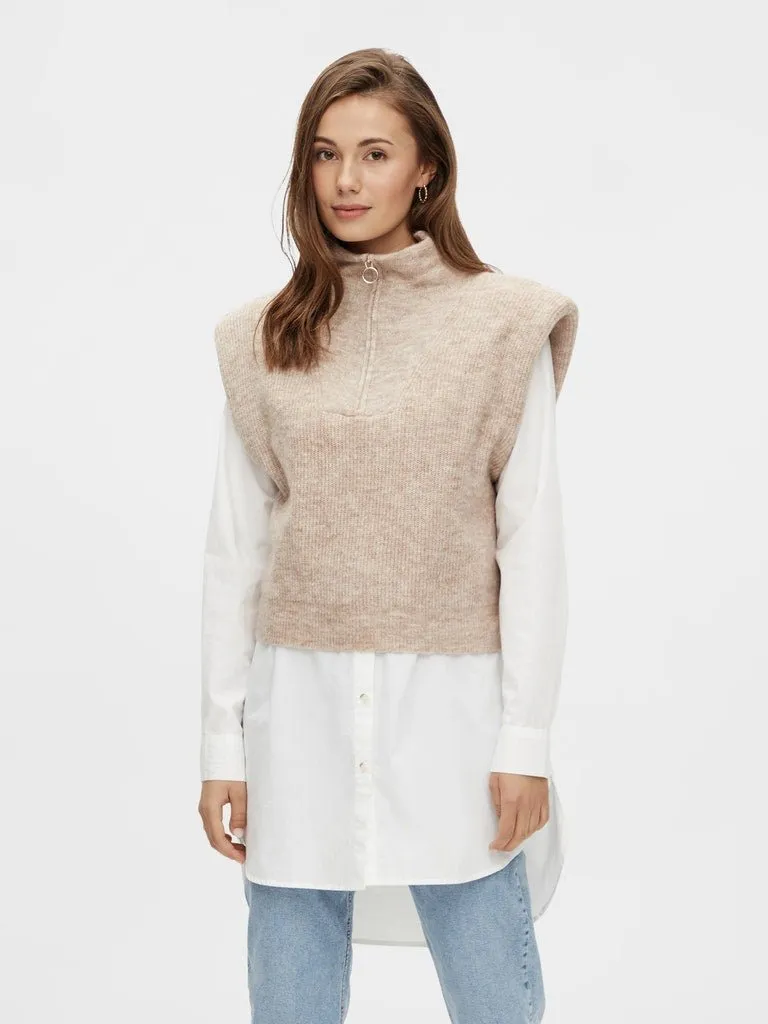 Pieces Erikka - Zip Knit Vest