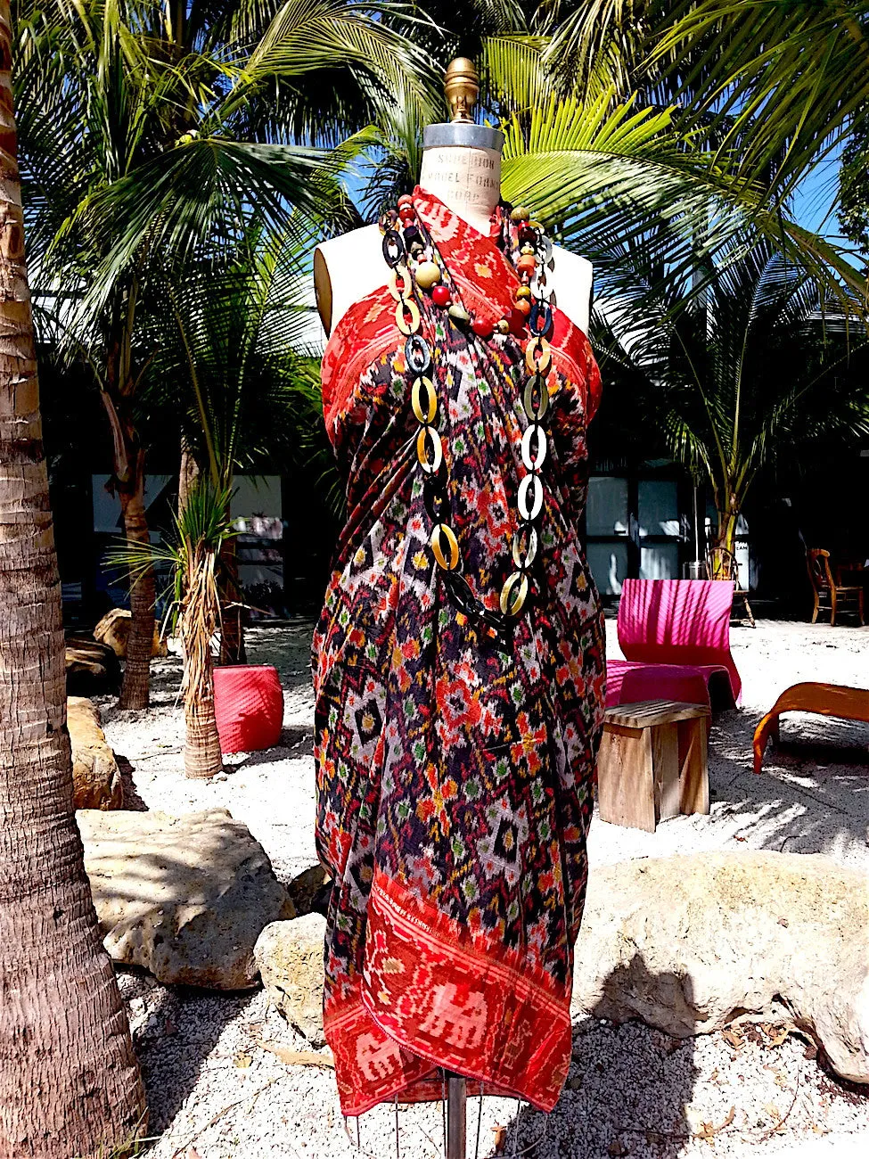 Silk Ikat Pareo Beach Wrap Sarong