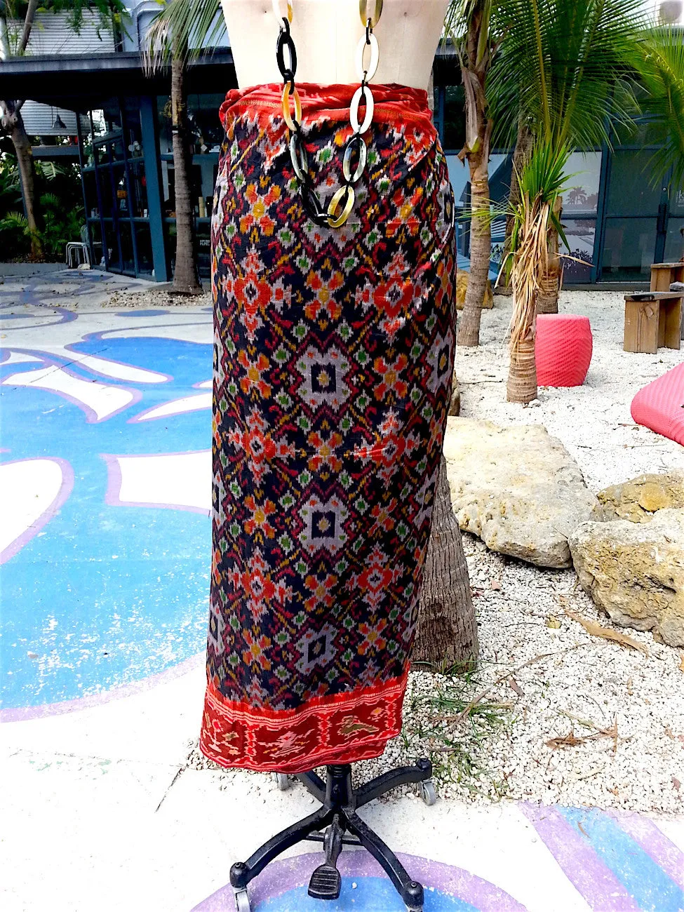 Silk Ikat Pareo Beach Wrap Sarong