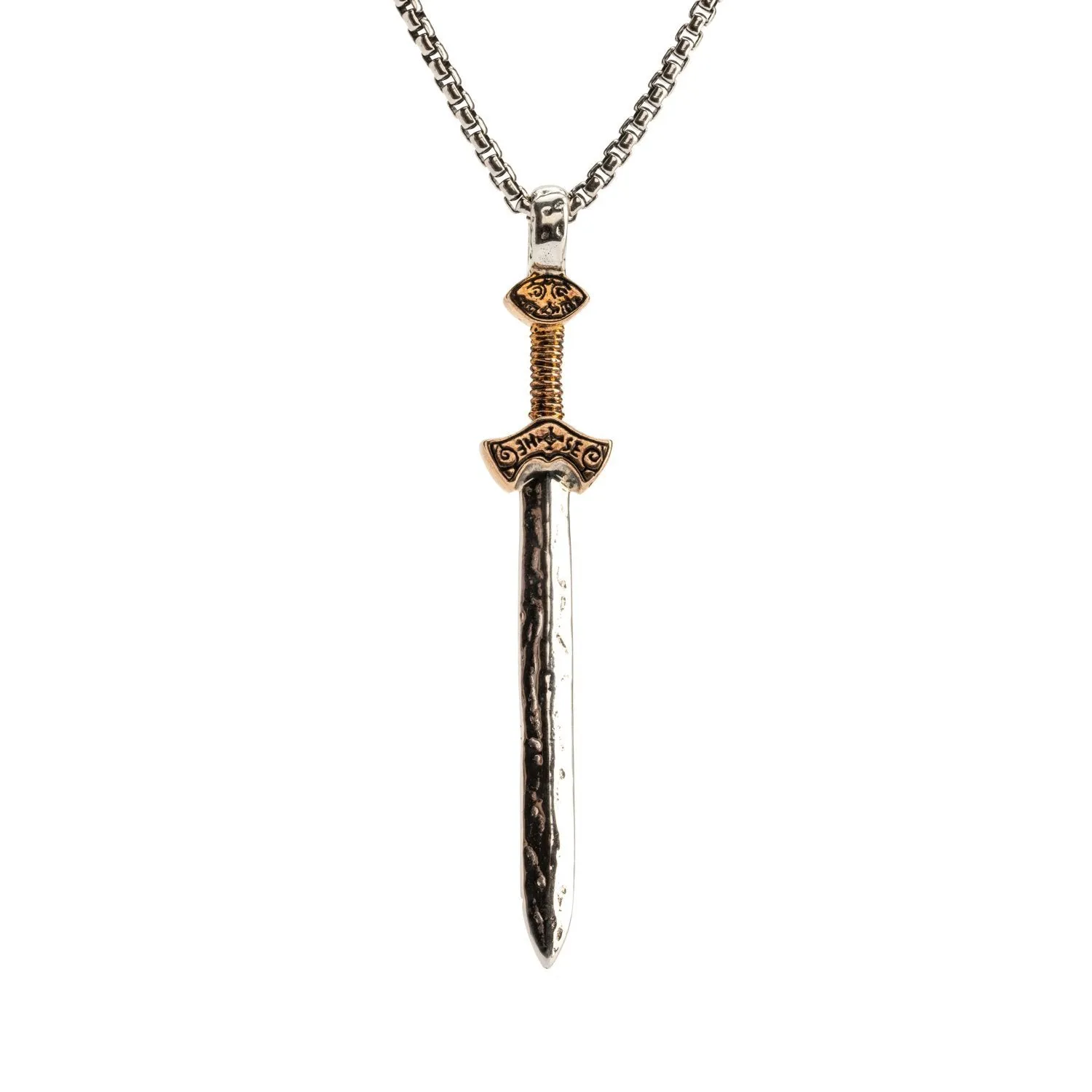 Silver or Silver and Bronze Viking Sword Pendant Large