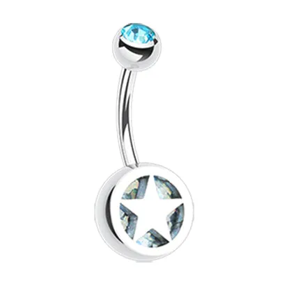 Star Colour Inlay Belly Rings