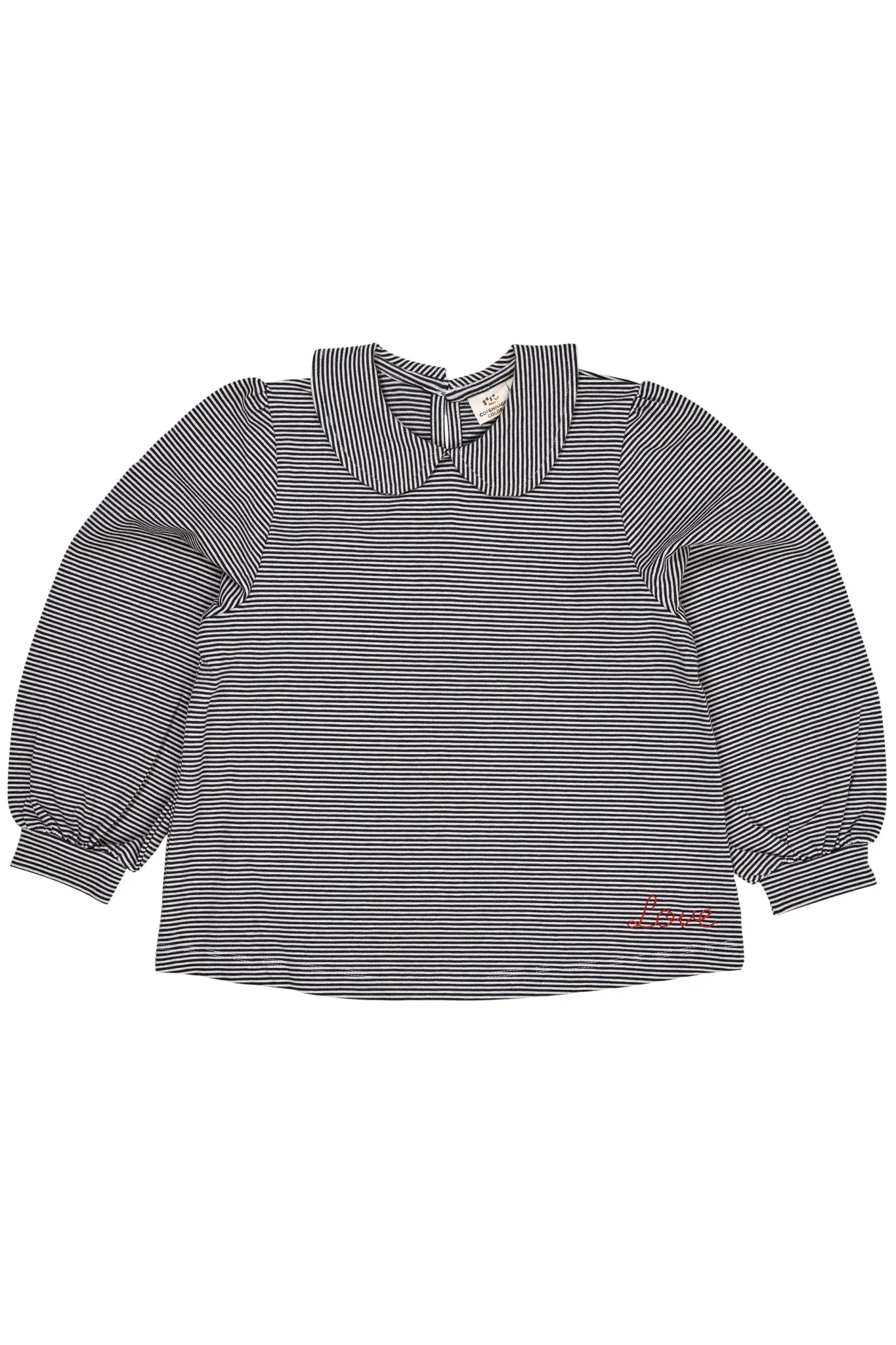STRIPED BLOUSE W. COLLAR LS - NAVY/CREAM STRIPE