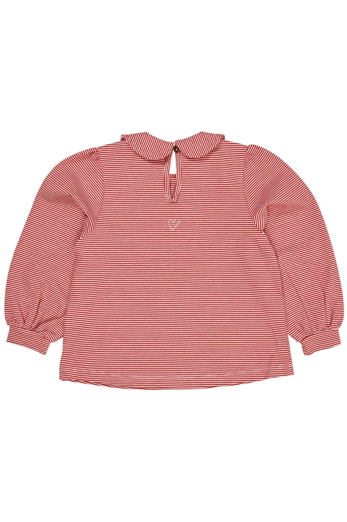 STRIPED BLOUSE W. COLLAR LS - RED/CREAM STRIPE